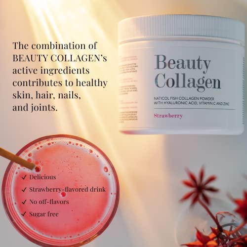 Beautyrobic Beauty Collagen | 180g | Skin Frimness | Vitamin C | Hyaluronic Acid | Zinc | Strawberry Flavoured